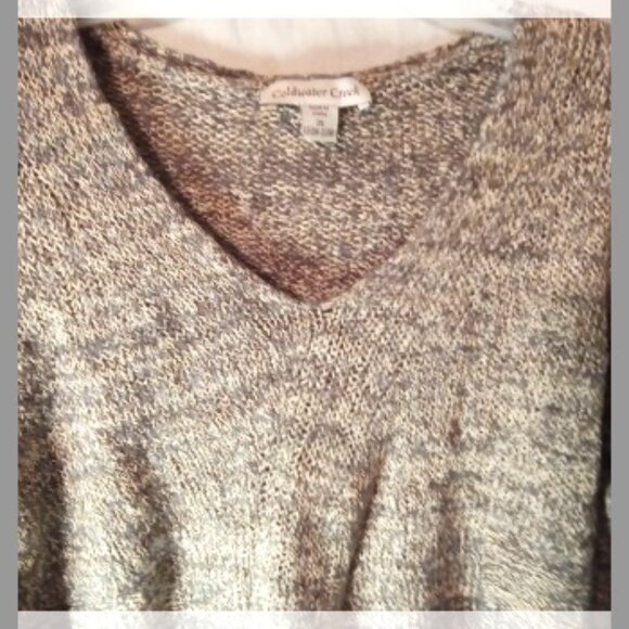 Coldwater Creek Woman's Light Weight Sweater 2X Cream / Brown Ombre - Picture 2 of 4
